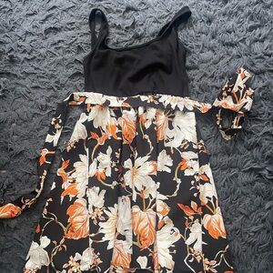 Women’s size medium Floral Black and Orange Dress